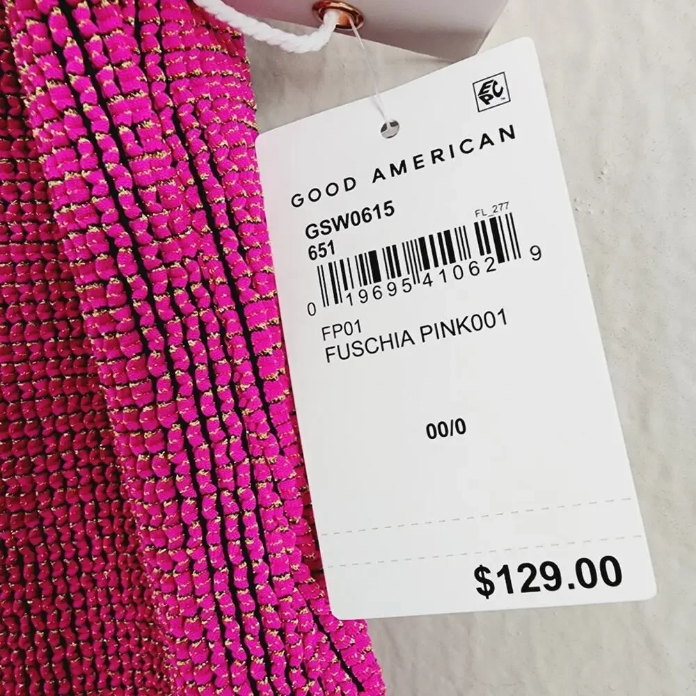 Good American Always Fit Sculpt Mini Dress NWT Fuchsia Pink Ribbed Size 00 0 XS - Picture 11 of 13